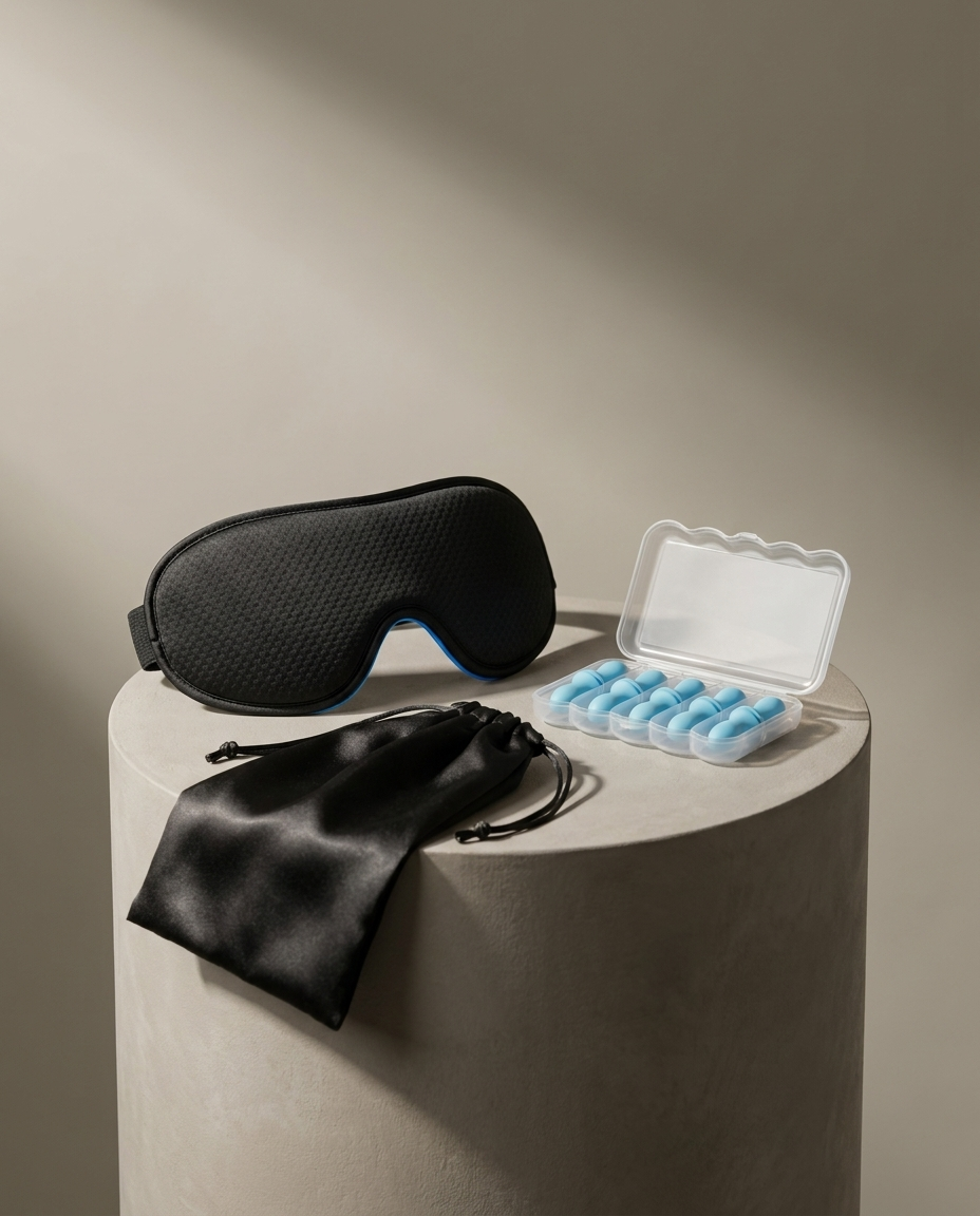 Kit Nuit Totale — Masque de nuit lesté + bouchons d'oreilles