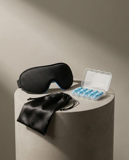 Kit Nuit Totale — Masque de nuit lesté + bouchons d'oreilles